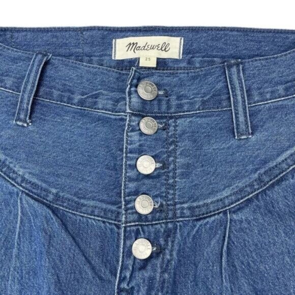 MADEWELL Tapered Yoke High Rise 80s Button Fly Jeans Size 25 Blue Steinbeck Wash - Picture 5 of 7